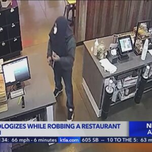Suspect apologizes while robbing restaurant