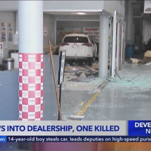 1 killed after SUV plows into Mission Hills dealership