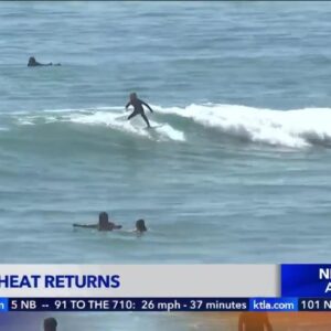 Beachgoers head to Huntington beach to beat the heat