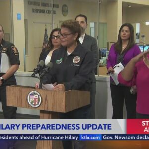 L.A. city officials hold press conference to discuss Hurricane Hilary's arrival to SoCal