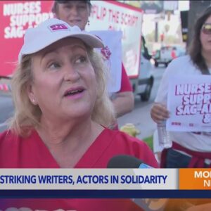Nurses protest along writers, actors in Hollywood
