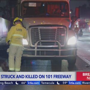 Pedestrian killed by semi-truck on 101; lanes closed through Echo Park