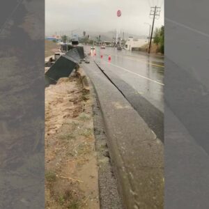 Video shows road crumble during Tropical Storm Hilary