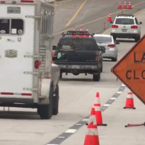 Lane closure on northbound Highway 101 slows commuter traffic from Carpinteria to Montecito