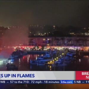 Flames engulf boat in Marina Del Rey: video