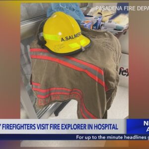 Pasadena firefighters visit teen fire explorer in the hospital