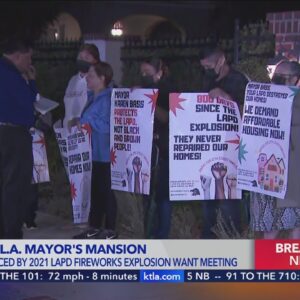 Protest grows outside Karen Bass' L.A. Mayor's Mansion