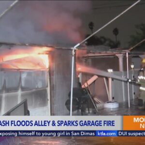 Video: Car crash into fire hydrant leads to flood and fire in Corona 