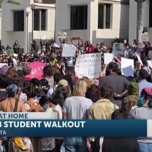 Thousands of people “walkout” at UC Santa Barbara in protest of the siege on Gaza