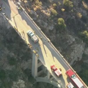 Car crashed off bridge in Angeles National Forest; driver trapped