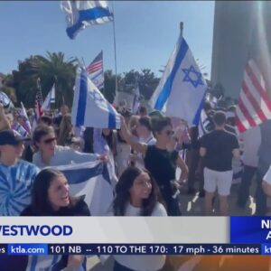 Hundreds of pro-Israeli demonstrators rally in Westwood