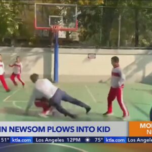 California Gov. Gavin Newsom plows into child while playing basketball in China 