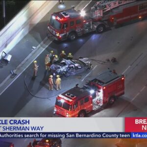 Multi-vehicle crash involving wrong way driver stops all traffic on 405 Freeway