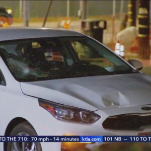 Alleged bottle throwing pedestrian injured after being struck by car in Northridge