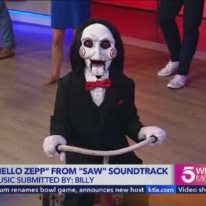 Saw X's Billy crashes the 8:38 Stretch on KTLA Weekend Morning News