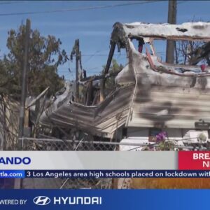 Man seriously injured after mobile home goes up in flames in San Fernando