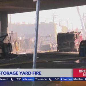 10 Freeway shut down in downtown L.A. due to massive storage yard fire 