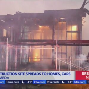 ‘City-block-sized’ area of structures burning in South Los Angeles