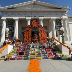 Dia de Los Muertos altar fills steps of Carnegie Art Museum in Oxnard