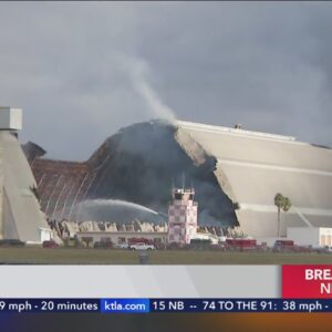 Historic hangar at former air base in Orange County engulfed in flames