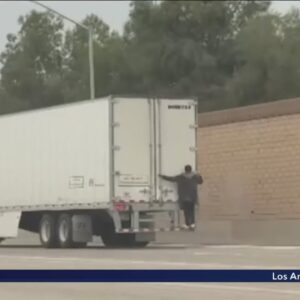 Man falls from moving big rig on L.A. area freeway