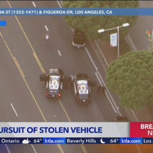 Police pursue stolen vehicle in downtown Los Angeles