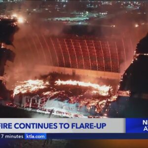 Second flare-up reignites at historic hangar in Orange County