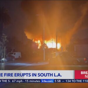 Structure fire erupts in South Los Angeles