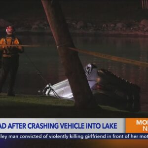 Woman dead after vehicle crashes into lake in Irvine 
