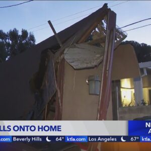 Crane falls onto Loma Linda home