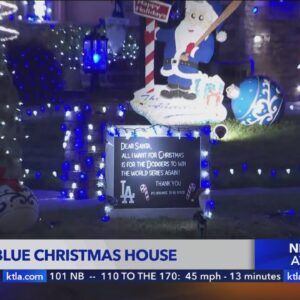 Dodger blue Christmas house in San Bernardino County