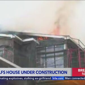 Hundreds of firefighters battle massive blaze at construction site in Encino 