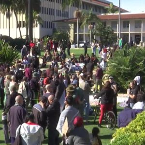 Hundreds gather outside Santa Barbara Courthouse in support of Palestine