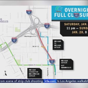 110 Freeway scheduled for overnight closures over weekend: Here's what commuters need to know