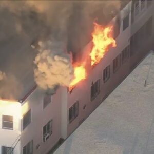 Massive fire engulfs apartment building in Koreatown