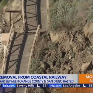 Rail service remains suspended as crews continue removing landslide debris from tracks in O.C.