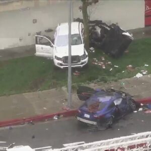 1 dead, 1 critical after crash hits trees, Panda Express in L.A.