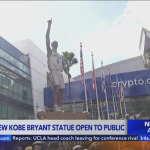 Fans celebrate debut of Kobe Bryant statue in downtown L.A.