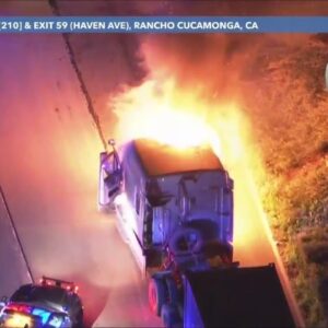 Stolen big rig catches on fire during pursuit in Southern California