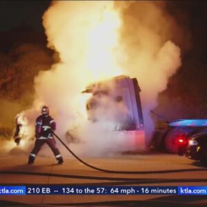 Owner of stolen semi-truck that burst into flames during pursuit in Southern California left devasta