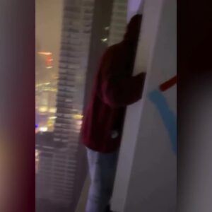 Video shows tagger on ledge of downtown L.A. skycraper
