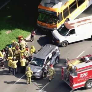 At least 8 injured in multi-vehicle crash involving bus in South L.A.