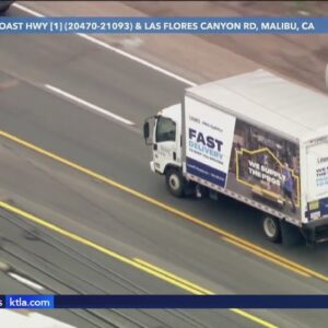 LAPD pursues allegedly stolen box truck into Malibu