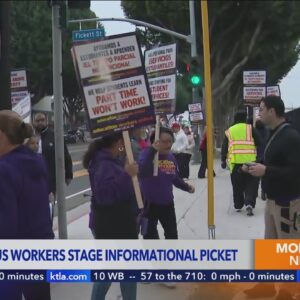 Los Angeles Unified School District campus workers stage picket