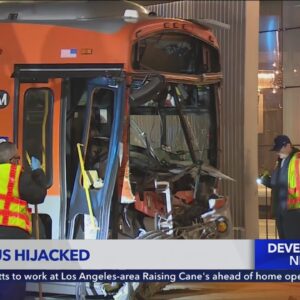 Transient hijacks Metro bus, causes crash into Ritz-Carlton in Los Angeles