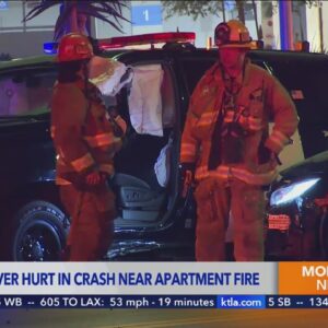 Officer, driver injured in crash near apartment fire in Inglewood 