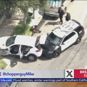 Officer injured when suspect intentionally rams police SUV: LAPD