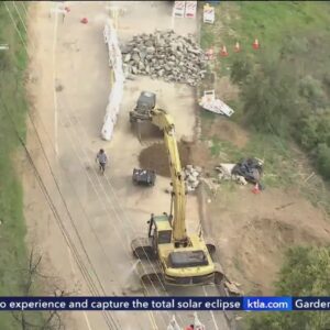 Construction crews shore up Mulholland Drive ahead of incoming Southern California storms
