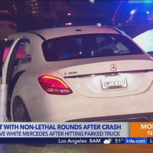 Suspect shot with non-lethal rounds after barricading himself in Mercedes-Benz 