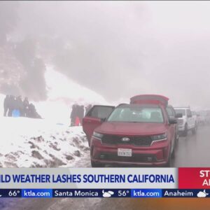 Snow, storms and gusty winds hit Southern California